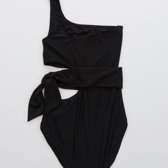 Aerie Asymmetrical Wrap One Piece Swimsuit Size Medium Long - Picture 5 of 9